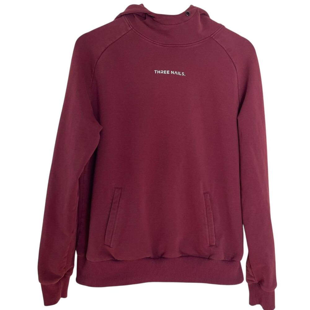 Three Nails Hoodie Pullover Sweatshirt M Burgundy Red Women Christian Activewear